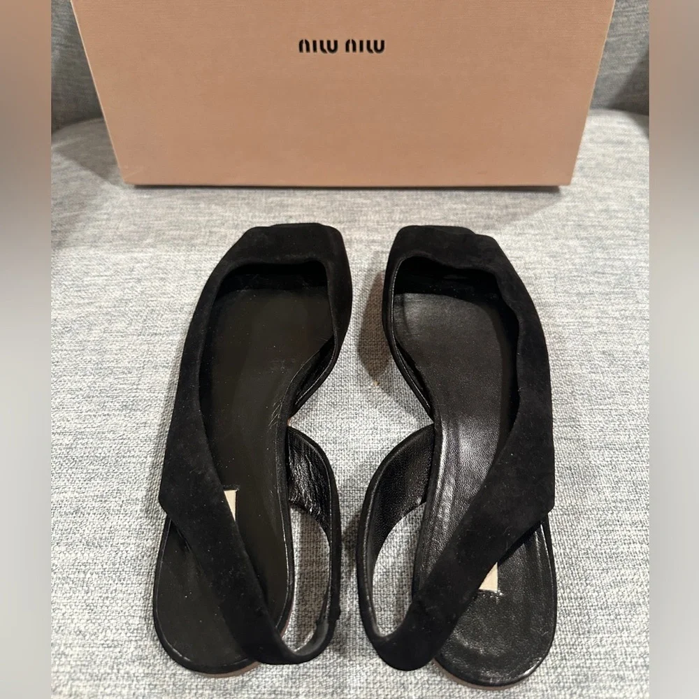 Miu Miu Sling Back Flats in Black